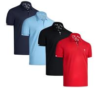 Albert Morris Mens Striped Short Sleeve Polo Shirts 4 Pack, Magic Maui Pack, Large