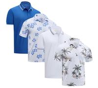 Albert Morris Mens Striped Short Sleeve Polo Shirts 4 Pack - Multicolored - Large