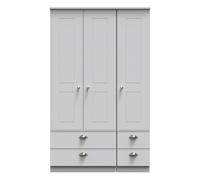 Albert Tall Triple 2 Drawer + Drawer Wardrobe (Ready Assembled) Ready Assembled 2 U Grey One Size