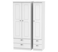 Albert Tall Triple 2 Drawer + Drawer Wardrobe (Ready Assembled) Ready Assembled 2 U White One Size