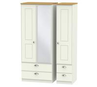 Albert Triple 2 Drawer Mirror + Drawer Wardrobe (Ready Assembled) Ready Assembled 2 U Cream One Size