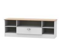 Albert Wide 1 Drawer Tv & Media Unit In Grey Matt & Oak (Ready Assembled)