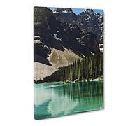 Alberta Banff Canada Mountain & Lake Landscape Canvas Print | Gallery Wrapped 30mm Frame Wall Art | 30x20 inches | Ready to Hang | Modern Landscape Picture | Living Room Bedroom Lounge Office