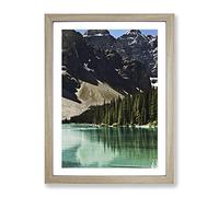 Alberta Banff Canada Mountain & Lake Landscape Modern Framed Print | A2 Oak Framed Wall Art | Ready to Hang | Modern Landscape Picture | Living Room Bedroom Lounge Office