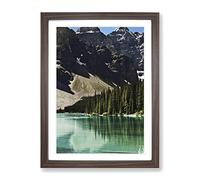Alberta Banff Canada Mountain & Lake Landscape Modern Framed Wall Art Print, Ready to Hang Picture for Living Room Bedroom Home Office Décor, Walnut A4 (34 x 25 cm)
