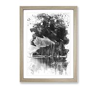 Alberta Banff Canada Mountain & Lake Landscape V4 Modern Framed Print | A2 Oak Framed Wall Art | Ready to Hang | Modern Landscape Picture | Living Room Bedroom Lounge Office