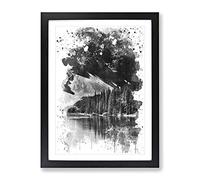 Alberta Banff Canada Mountain & Lake Landscape V4 Modern Framed Print | A4 Black Framed Wall Art | Ready to Hang | Modern Landscape Picture | Living Room Bedroom Lounge Office
