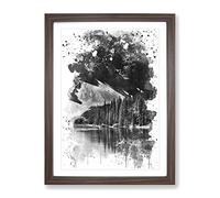 Alberta Banff Canada Mountain & Lake Landscape V4 Modern Framed Print | A4 Walnut Framed Wall Art | Ready to Hang | Modern Landscape Picture | Living Room Bedroom Lounge Office