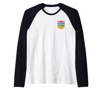 Alberta Coat of ARMS Canadian Flag Edmonton Calgary Raglan Baseball Tee