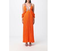 ALBERTA FERRETTI Long Pleated Silk Kaftan with Off-the-Shoulder Design - Size: 42 - female
