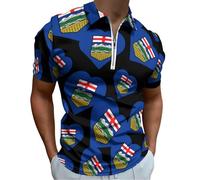 Alberta Heat Love Casual Zipper Polo Shirts for Men Short Sleeve Golf Collared Light Fit Tee 4XL