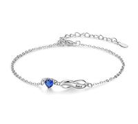 ALBERTBAND Bracelets Personalized Silver Infinity Bracelet with Names and Charms Simulated Birthstones Adjustable Bracelets for Women Girls (1 name)