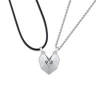 ALBERTBAND Couple Magnetic Necklaces Personalized Initial Letter Necklace 2 Pcs Magnet Relationship Necklaces Couple Gifts for Boyfriend Girlfriend Men Women with Love Heart Pendant (2 white)
