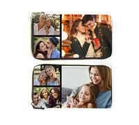 ALBERTBAND Personalised Photo Wallets for Women Long Zipper Leather Wallet with Multiple Card Slots in Large Capacity Credit Card Purse for Mothers, Custom 1/4/6 Pcs Photos (#2-6photos)