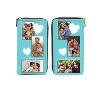 ALBERTBAND Personalised Photo Wallets for Women Long Zipper Leather Wallet with Multiple Card Slots in Large Capacity Credit Card Purse for Mothers, Custom 1/4/6 Pcs Photos (#1-6photos)
