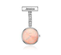 ALBERTBAND Personalized Nurse Watch with Name Engraved Digital Quartz Movement Pocket Watch for Christmas, Mother's Day, Birthday (Orange)