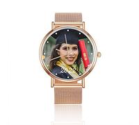 ALBERTBAND Personalized Photo Wrist Watches Engrave Watches with Your Message Graduation Gift for Her Him Daughter Son BFF Graduate College Middle High School Master Students (#6)