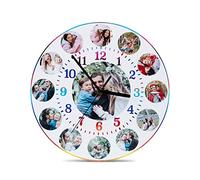 ALBERTBAND Wall Clock Personalized with 9/12/13 Photos Custom Name Clock with Date for Father Mother Couples Family Wedding Anniversaries Decoration (#1-13Photos)