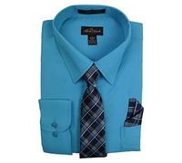 Alberto Danelli Mens Dress Shirt and Tie Set, Dress Shirts for Adult Men, Long Sleeve Button Down, Big and Tall Sizes Up to 5XL, Tropicana, XXX-Large