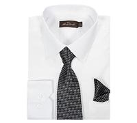 Alberto Danelli Mens Dress Shirt and Tie Set, Dress Shirts for Men, Long Sleeve Button Down, Big and Tall Sizes Up to 5XL, White C, XXXXX-Large