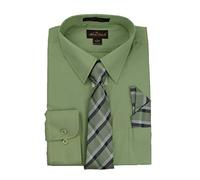 Alberto Danelli Mens Dress Shirt and Tie Set, Dress Shirts for Men, Long Sleeve Button Down, Big and Tall Sizes Up to 5XL, Pistachio, XXXXX-Large