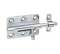 Alberts 128975 Bolt Lock | with Round Handle and Fixed Loop | electrogalvanised, Thick-Layer-passivated | Plate 80 x 59 mm | Bolt Ø 10 mm | Total Length 125 mm