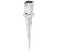 Alberts 208103 Fence Post Spike | for Square Timber Posts, with Adjustable Pot | hot-dip galvanised | 71 x 71 mm | Total Length 750 mm