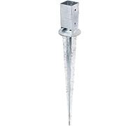 Alberts 208127 Fence Post Spike | for Square Timber Posts, with Adjustable Pot | hot-dip galvanised | 71 x 71 mm | Total Length 900 mm