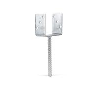 Alberts 214296 U-Post Support | with Concrete Anchor Made of Rippled Steel | hot-dip galvanised | Clear Width 121 mm | Length Concrete Anchor 200 mm