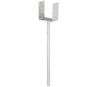 Alberts 214401 U-Post Support | with Concrete Anchor Made of Rippled Steel | hot-dip galvanised | Clear Width 91 mm | Length Concrete Anchor 400 mm