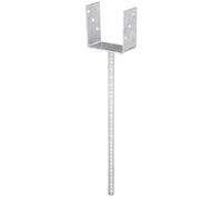 Alberts 214418 U-Post Support | with Concrete Anchor Made of Rippled Steel | hot-dip galvanised | Clear Width 101 mm | Length Concrete Anchor 400 mm