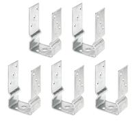 Alberts 215392 U-Post Support | for Screwing on or for Embedding in Concrete | Hot-Dip Galvanised | Clear Width 81 mm | Set of 5