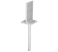 Alberts 215521 T-Post Support | for Screwing on or for Embedding in Concrete | Hot-Dip Galvanised | Bridge Size 130 x 80 mm | Concrete Anchor 200 mm
