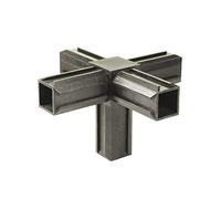 Alberts 426408 XD connector for square tubes | cross piece and one additional right-angle outlet | plastic, black | 20 x 20 x 1.5 mm
