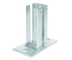 Alberts 685423 Post Holder for Corner Posts for Double Rod Panels | Screw-On | Hot-Dip Galvanised | Plate 150 x 80 mm | for Posts 55 x 55 mm