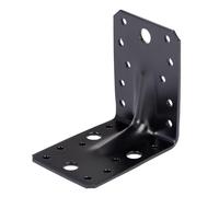 Alberts 824884 Heavy-Duty Angle Bracket Reinforced- galvanised - Black - Powder-Coated - 90 x 90 x 65 mm | Set of 25