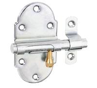 Alberts 842451 Grendel Bolt | with Brass knob | electrogalvanised, Thick-Layer-passivated | Plate 45 x 85 mm | Bolt Ø 10 mm | Set of 10