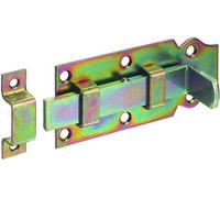 Alberts 842864 Door Bolt | Straight, with Flat Handle and Attached Loop | Galvanised | Thick Layer Passivated | Plate 100 x 44 mm | Set of 10