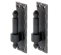 Alberts 846084 clamp on Plate | Wrought Iron Form with DI or DII Hook | Black Plastic Coated | Backset Ø16 mm | Plate 150 x 45 mm | Set of 2