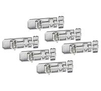 Alberts 858391 Security Lock Bolt | with Flat Handle and Fixed Loop | Stainless Steel | Plate 100 x 40 mm | Set of 6