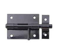 Alberts 863371 Bolt lock | with round handle and fixed loop | black plastic-coated | plate 70 x 57 mm | bolt Ø 9.5 mm | total length 100 mm | set of 10