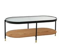 albertville ribbed glass top coffee table with black metal frame