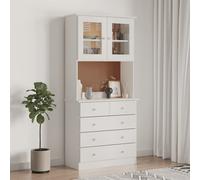 albi solid pinewood highboard with 2 doors 5 drawers in white