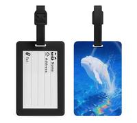 Albino Humpback Whale Luggage Tag Suitcase Marker Travel Baggage Identifier with Boarding Card Holder Sturdy TPU Travel Label for Suitcases and Work Bags