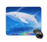 Albino Humpback Whale Mouse Pad Cute Square Mouse Mat Leather Non-Slip Rubber Base Mousepad Waterproof Computer Mouses Pad for Laptop Wireless Mouses Keyboard Home Office 20 * 25cm