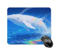 Albino Humpback Whale Mouse Pad Cute Square Mouse Mat Leather Non-Slip Rubber Base Mousepad Waterproof Computer Mouses Pad for Laptop Wireless Mouses Keyboard Home Office 25 * 30cm