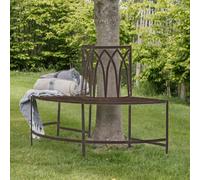 albion outdoor metal tree seating bench in distressed brown