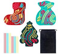 Albiuev Christmas Sensory Activity Board Set, 3PCS Silicone Fidget Toy for Calming, Focus, Anxiety, ADHD, Autism Sensory Toys with 54 Strings, Chirstmas Prizes Stocking Stuffers Gifts for Kids 3+