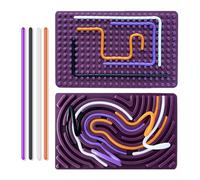 Albiuev Sensory Activity Board Age 3+ for Children, Silicone Fidget Toys for Calming, Stress, Anxiety, ADHD & Autism, Fine Motor Skill Board includes Portable Travel Bag & 20 Strings (Purple)