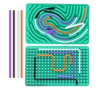 Albiuev Sensory Activity Board for Children, Silicone Fidget Toys for Calming, Stress, Anxiety, ADHD & Autism, Fine Motor Skill Board includes Portable Travel Bag & 20 Strings (Green)